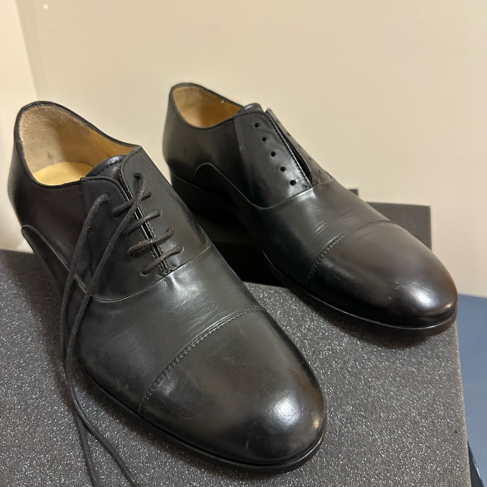 Men’s Elegant Black Leather Men's Oxfords - Picture 2 of 9